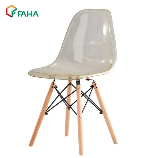 Ghế cafe eames trong suốt chân gỗ đan fh30