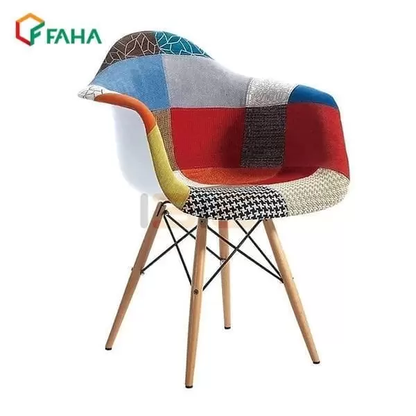 Ghế Cafe - Ghế Eames thổ cẩm thuyền chân gỗ đan FH16