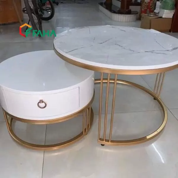 Bàn Trà Sofa Đôi 3 Nan Mặt Đá Có Hộc Kéo