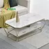 Bàn Trà Sofa Chữ Nhật 2 Tầng Mặt Đá Có 2 Hộp Ngăn Kéo