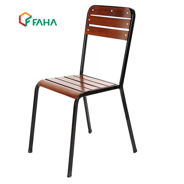 Ghế ăn nan gỗ chân sắt cao sơn tĩnh điện xếp chồng fansipan FS29