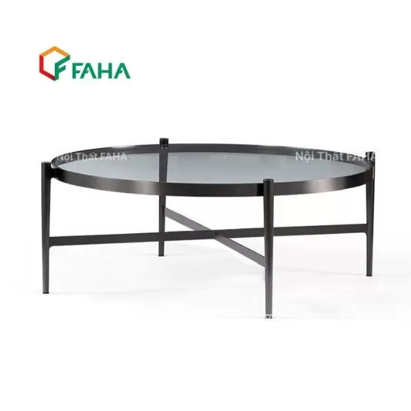 Bàn Trà Sofa Khung Thép Tròn Mặt Kính BT54