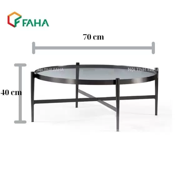 Bàn Trà Sofa Khung Thép Tròn Mặt Kính BT54