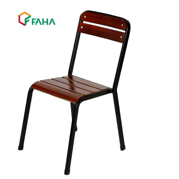 Ghế ăn nan gỗ chân sắt cao sơn tĩnh điện xếp chồng fansipan FS31