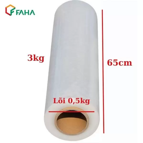 Màng Bọc PE Quấn Hàng 3kg Khổ 65cm Lõi 0,5kg